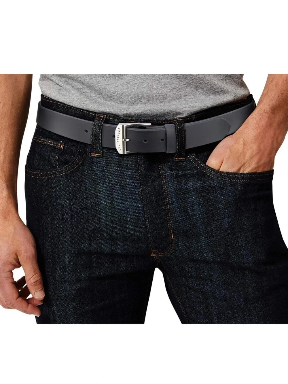 Levi's Black Leather Belt with Silver Snap